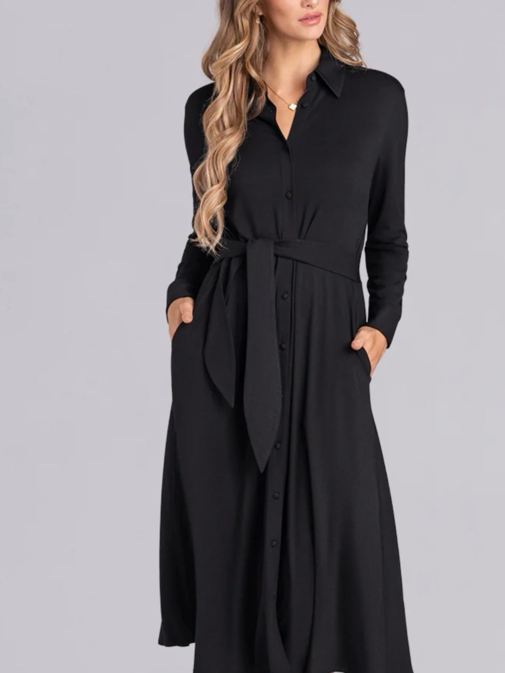 Banana Republic Black Maxi Shirt Dress with Tie Waist